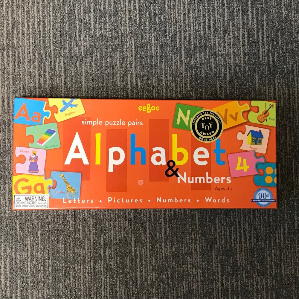 Alphabet and number puzzles by eeboo NWT